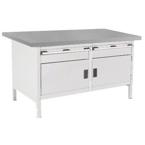 Arbetsbänk i linoleum Cubio – 2 dörrar – 2 lådor – L1500mm – Bott