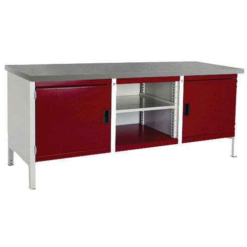 Arbetsbänk i linoleum Cubio – 1 dörr – L2000mm – Bott