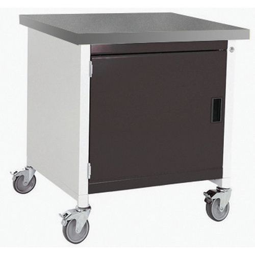 Arbetsbänk mobil monoblock Cubio – linoleumskiva 1 dörr – Bott