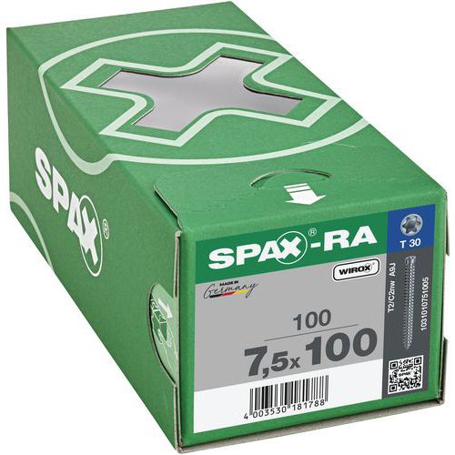 Låda med 100 karmankare T-Star Plus Wirox TX Ø 7,5 mm - Spax Låda med 100 karmankare T-Star Plus Wirox TX Ø 7,5 mm - Spax