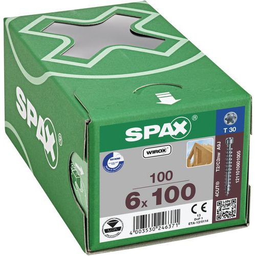 Låda med 100 träskruvar cylindriskt huvud TX Ø 6 mm - Spax