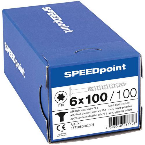 Låda med 200 träskruvar skivhuvud TX Ø 6 mm - SpeedPoint Låda med 200 träskruvar skivhuvud TX Ø 6 mm - SpeedPoint