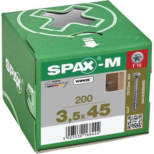 Låda med 200 universalskruvar försänkt huvud för MDF-skiva - Spax