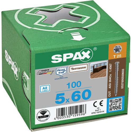 Låda med trallskruvar cylindriskt huvud TX Ø 5 mm - Spax