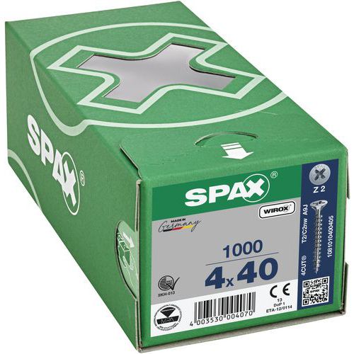 Låda med universalskruvar försänkt huvud PZ Ø 3 till 5 mm - Spax Låda med universalskruvar försänkt huvud PZ Ø 3 till 5 mm - Spax