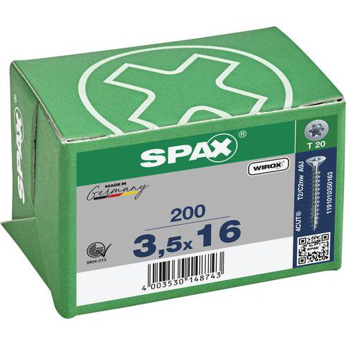 Låda med 200 universalskruvar T-Star Plus försänkt huvud TX Ø - Spax