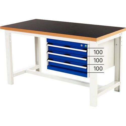 Arbetsbänk Cubio med 3 lådor – Bredd 200 cm – arfenol