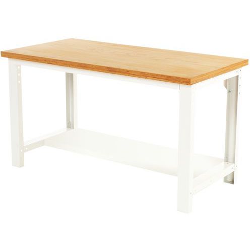 Arbetsbänk Cubio med fast hylla – Bredd 150 cm – multiplex