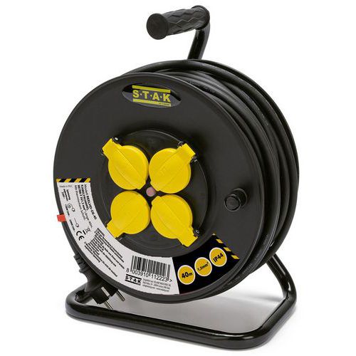 Kabelvinda byggstandard SCHUKO, 4 uttag IP44 - Stak Kabelvinda byggstandard SCHUKO, 4 uttag IP44 - Stak