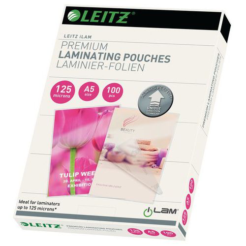 A5 UDT lamineringsfickor – 125 μm – förpackning med 100 st – Leitz