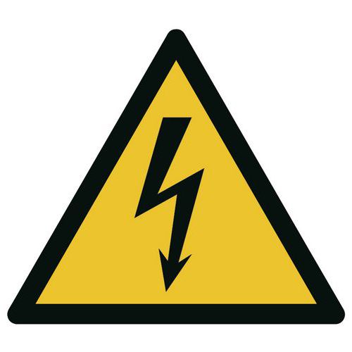 Varningsskylt – ”elektrisk spänning” – styv