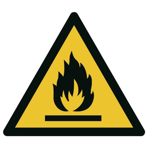 Varningsskylt – ”fara för brandfarliga material” – styv