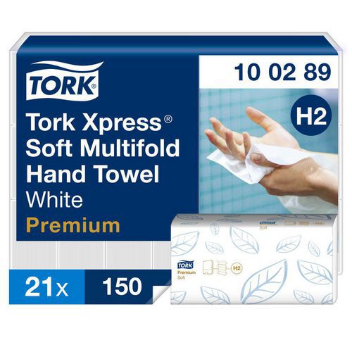 Multifold-handdukar mjuka - 2 lager - H2 Premium - Tork Multifold-handdukar mjuka - 2 lager - H2 Premium - Tork