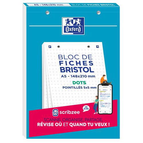 Block med 30 Bristolkort 148x210 perforerade med prickar - Oxford Block med 30 Bristolkort 148x210 perforerade med prickar - Oxford