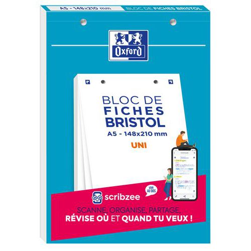 Block Bristol 148x210 30 kort perforerade enfärgade vita - Oxford Block Bristol 148x210 30 kort perforerade enfärgade vita - Oxford