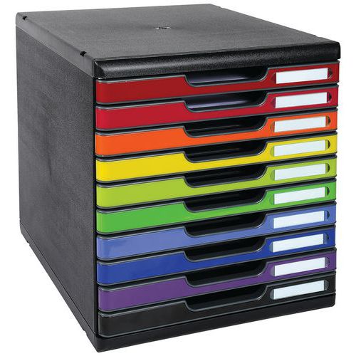 Modulo A4 arkiveringsenhet – 10 lådor - svart/färg – Exacompta