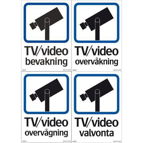 Skylt - TV/video bevakning, dubbelsidig