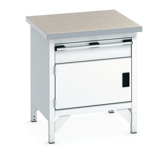 Arbetsbänk i linoleum Cubio – 1 dörr – 1 låda – L750mm – Bott