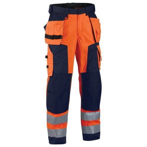 Varselbyxa Softshell Varselorange/Marinblå