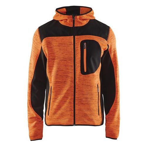 Stickad jacka Varselorange/Svart