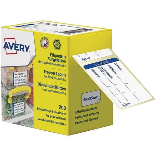 Förtryckta spårbarhetsetiketter frys för livsmedel – förpackning med 200 – Avery