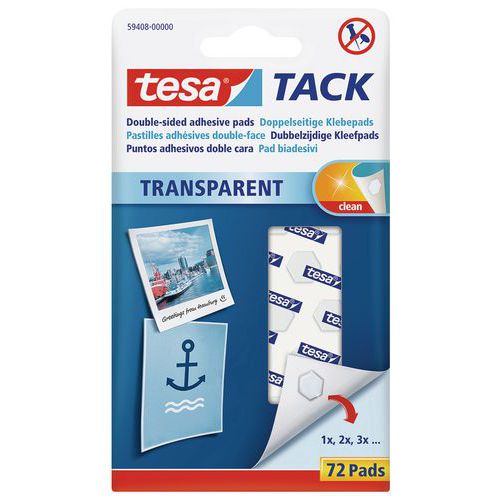 Tesa® dubbelsidiga självhäftande tejpdynor – förpackning med 72 st