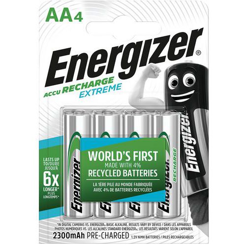 Extreme återvunna uppladdningsbara batterier – AA/LR06 – förpackning med 4 st – Energizer