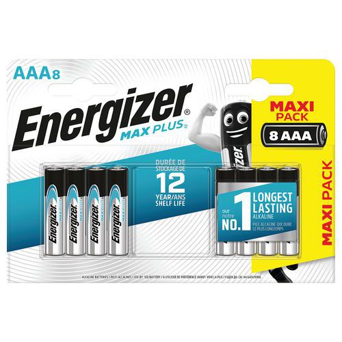Max Plus AAA/LR3 FSB9 alkaliskt batteri – förpackning med 8 st – Energizer