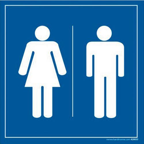 Toalettskylt med piktogram herrar-damer