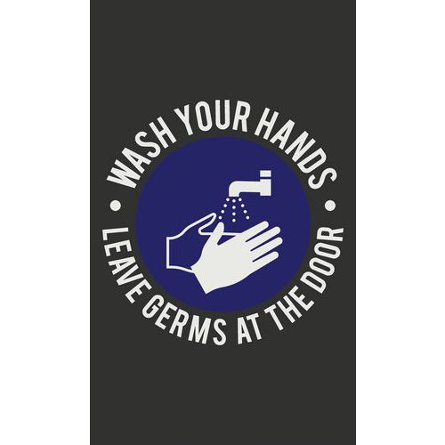 Matta tvättbar med tryck ”Wash hands” – engelska
