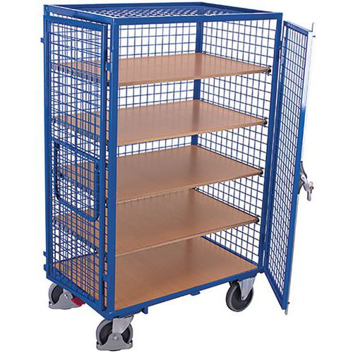 Gallerkärra med slagdörrar och hyllplan - 500 kg