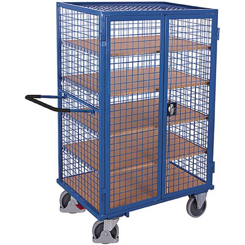 Gallerkärra med slagdörrar och hyllplan - 500 kg