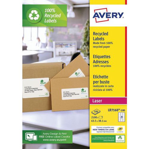 Återvunnet etikett Avery - Laserskrivare - Avery