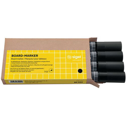 Whiteboardpennor - svart - 4 st - Sigel