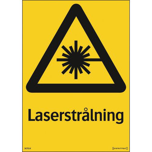 Varningsskylt med SE text - Laserstrålning