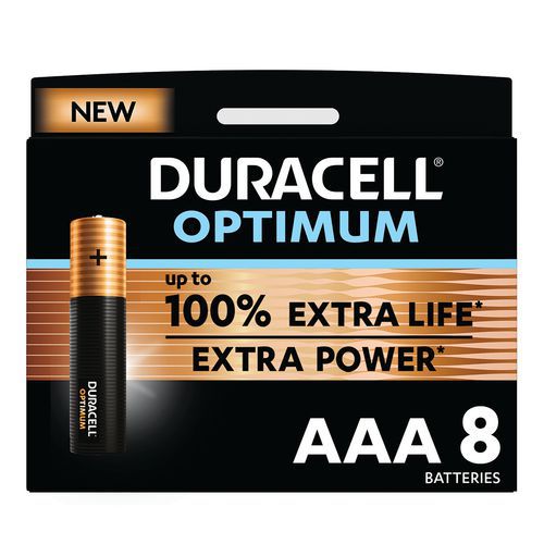 Optimum alkaliskt AAA-batteri – 4, 6 eller 8 enheter – Duracell