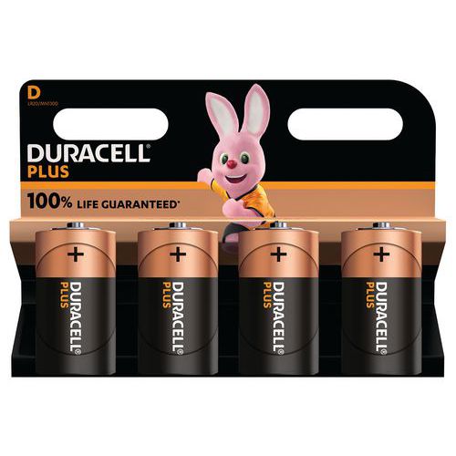 Plus 100% D alkaliskt batteri – 2 eller 4 enheter – Duracell