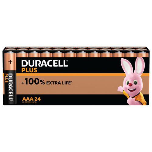 Plus 100% alkaliskt AAA-batteri – 24 enheter – Duracell