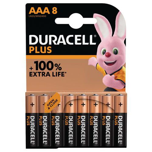 Plus 100% alkaliskt AAA-batteri – 4, 8 eller 12 enheter – Duracell