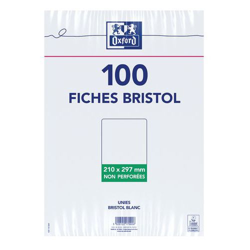 100 A4-kort utan hål, vita – Oxford