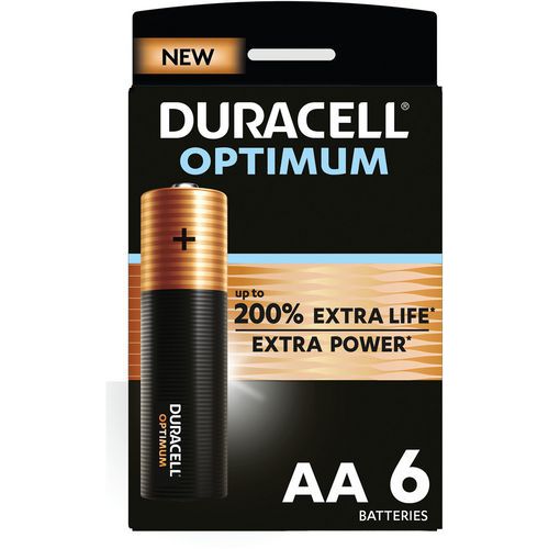 Optimum alkaliskt AA-batteri – 4, 6 eller 8 enheter – Duracell