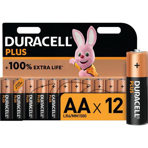 Plus 100% alkaliskt AA-batteri – 4, 8 eller 12 enheter – Duracell