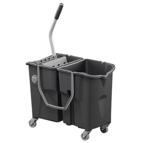 Städvagn med 2x15 l hinkar och platt press – Manutan Städvagn med 2x15 l hinkar och platt press – Manutan