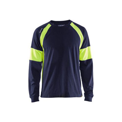 Långärmad t-shirt Marinblå/Varselgul