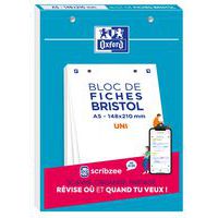 Block Bristol 148x210 30 kort perforerade enfärgade vita - Oxford