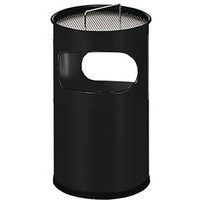 Askfat/papperskorg med öppning, Askfat, volym: 30 L, Öppning: Slits, Soptunna, volym: 30 L, Färg: Svart