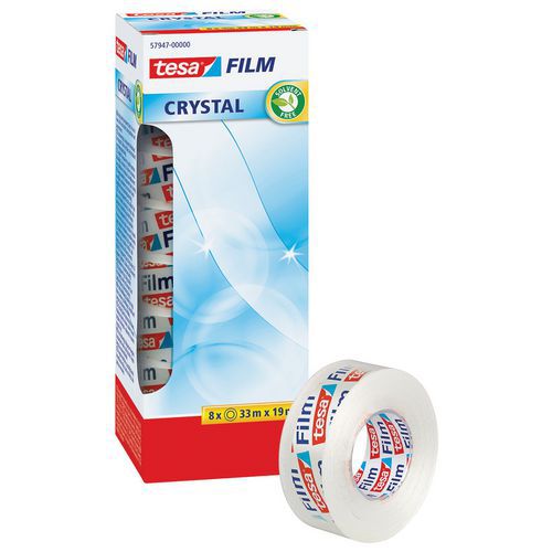 tesa ”Crystal” tejp 33 m x 19 mm – förpackning om 8 st