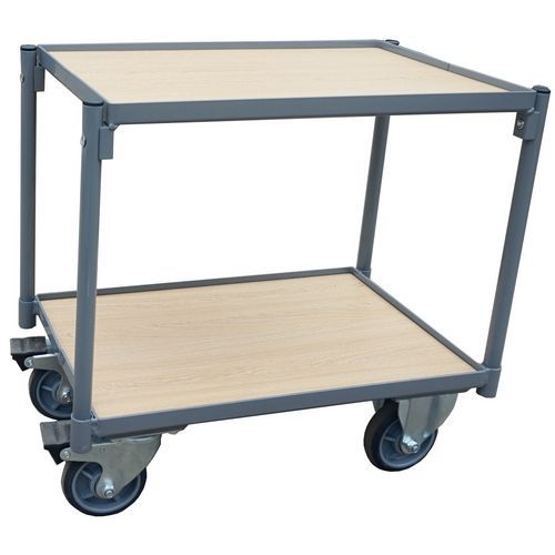 Bordsvagn i trä med 2 plan utan handtag - 250 kg - Manutan Bordsvagn i trä med 2 plan utan handtag - 250 kg - Manutan