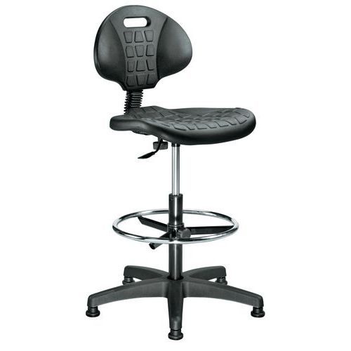 Arbetsstol Manutan Form hög, med fotring och fötter Arbetsstol Manutan Form hög, med fotring och fötter