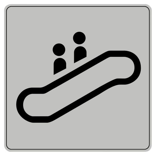 Symbolskylt plexiglas grå rulltrappa - Novap